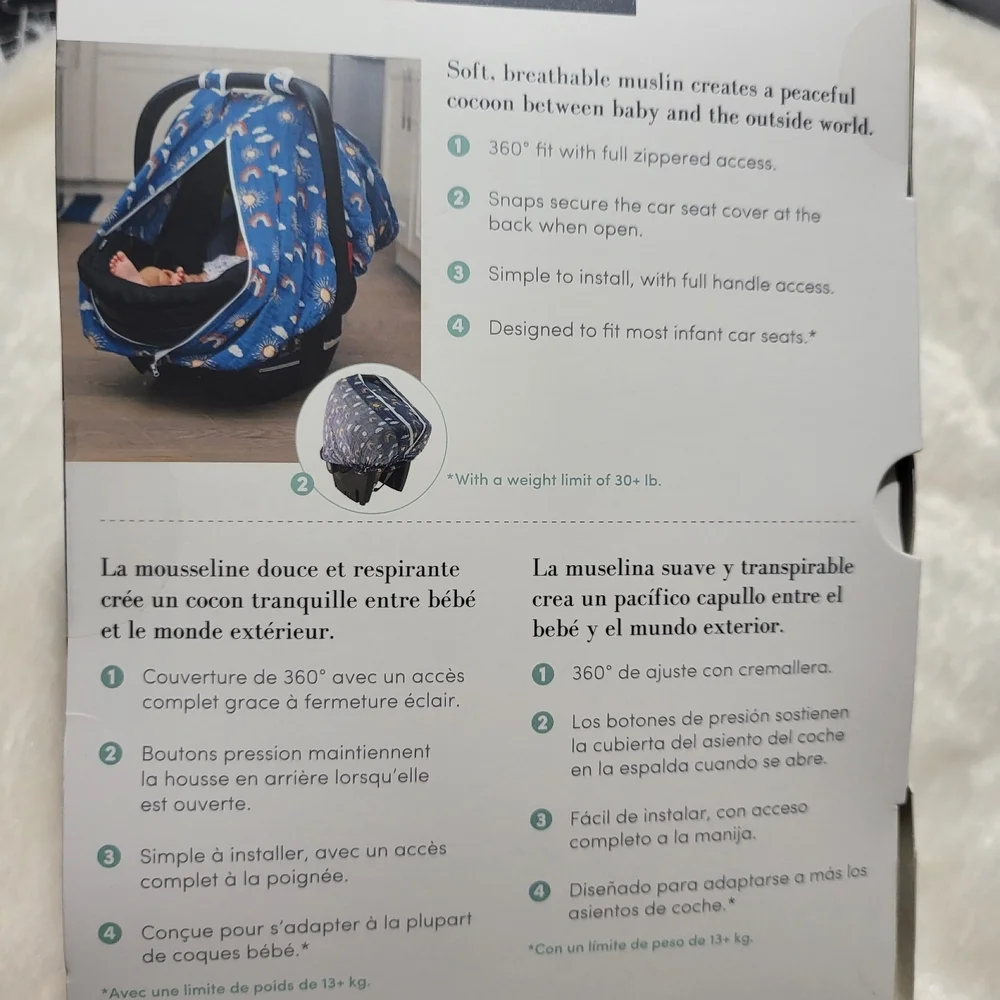 Bebe au Lait Car Seat Cover - White and Brown - Picture 7 of 9